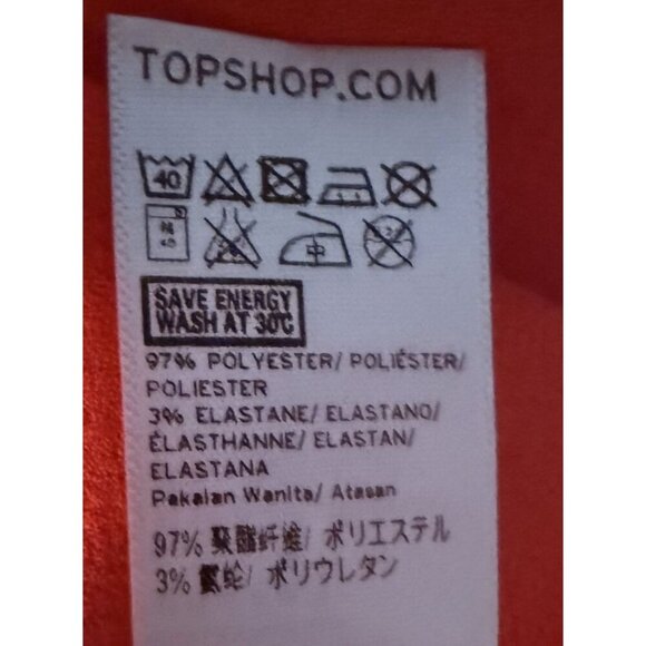 Topshop Women's Red Wrap‎ Tie Waist Blouse Size 8 Career Office Feminine - Picture 6 of 8